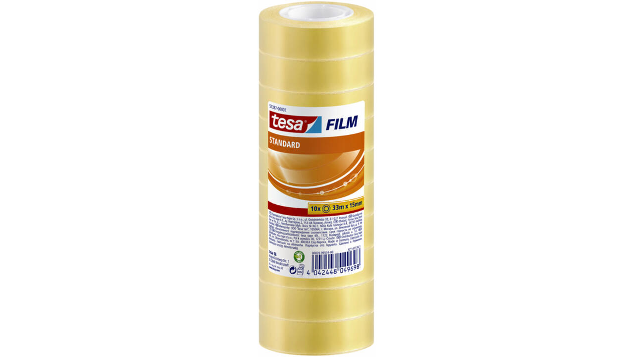 Plakband tesafilm® Standaard 33mx15mm krimp transparant 10 rollen