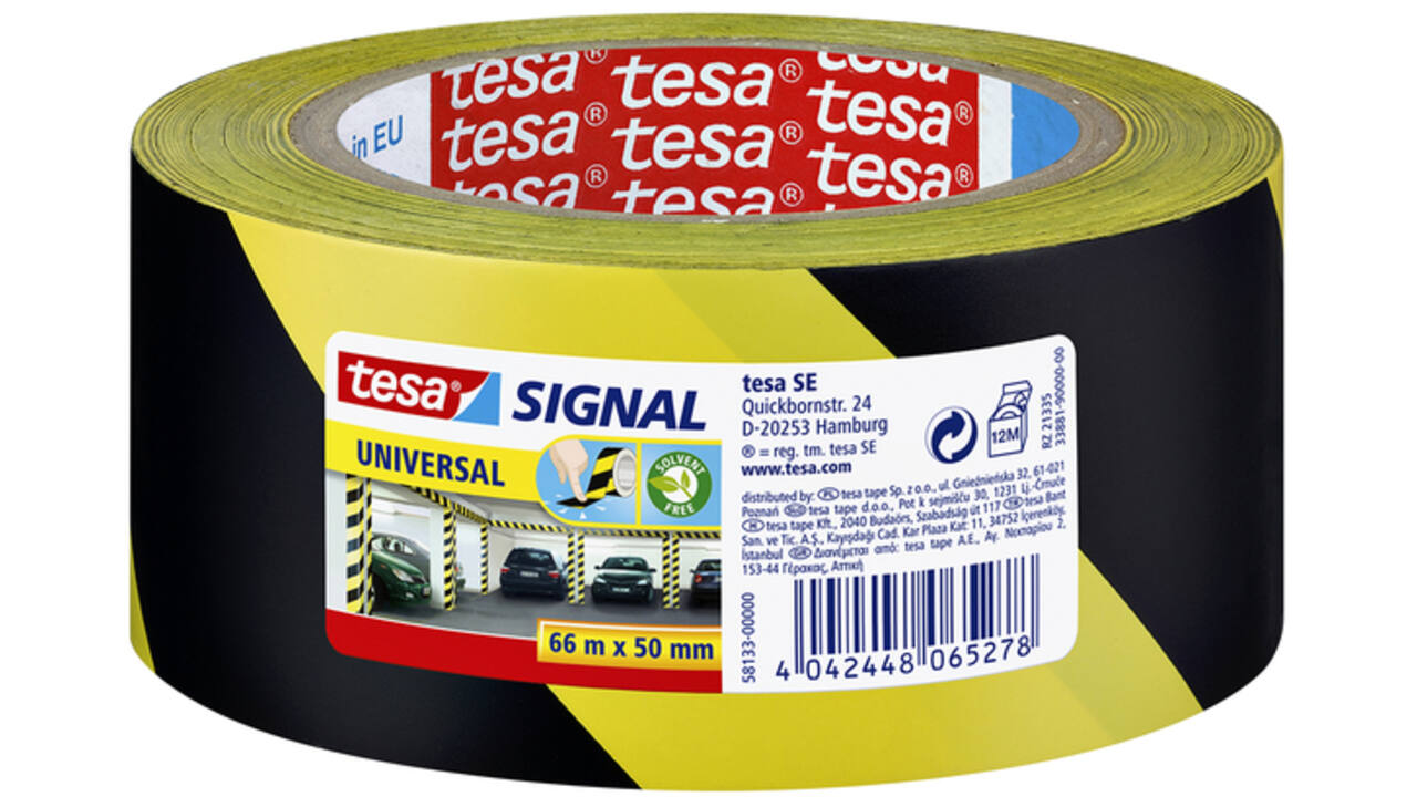 Waarschuwings- en markeringstape tesa® Signal Universal 66mx50mm geel/zwart