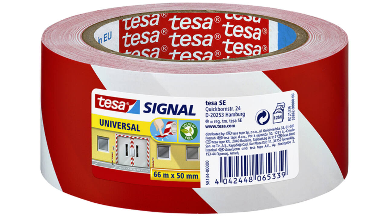Waarschuwings- en markeringstape tesa® Signal Universal 66mx50mm rood/wit