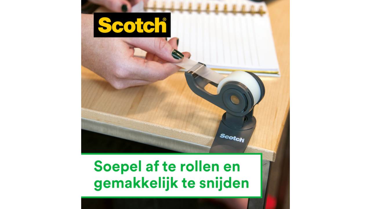 Plakbandhouder Scotch by Karim Rashid zwart + 1 rol magic tape 19mmx7.5m