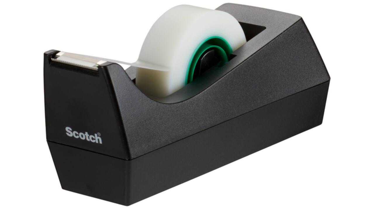 Plakbandhouder Scotch C38 recycled zwart + 3rol magic tape 900 19mmx33m