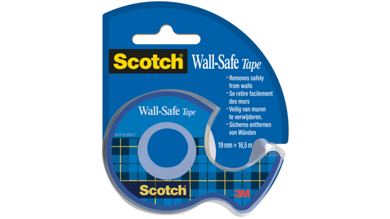 Plakband Scotch 19mmx16.5m Wall Safe + handdispenser