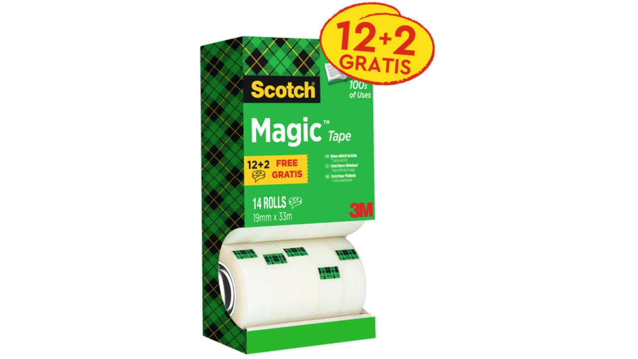 Plakband Scotch Magic 810 19mmx33m onzichtbaar mat 12+2 gratis