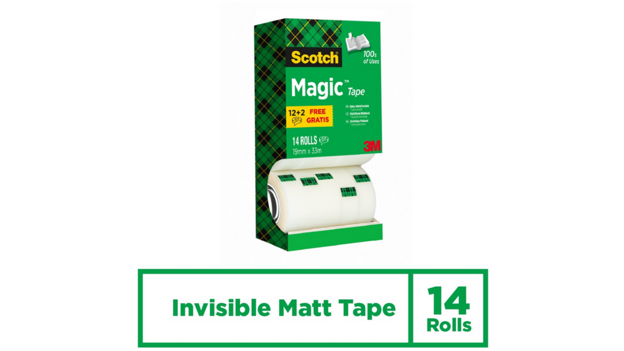 Plakband Scotch Magic 810 19mmx33m onzichtbaar mat 12+2 gratis