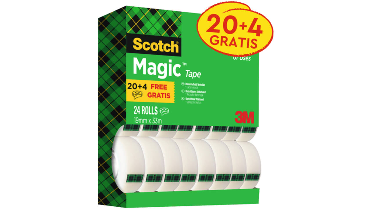 Plakband Scotch Magic 810 19mmx33m onzichtbaar mat 20+4 gratis