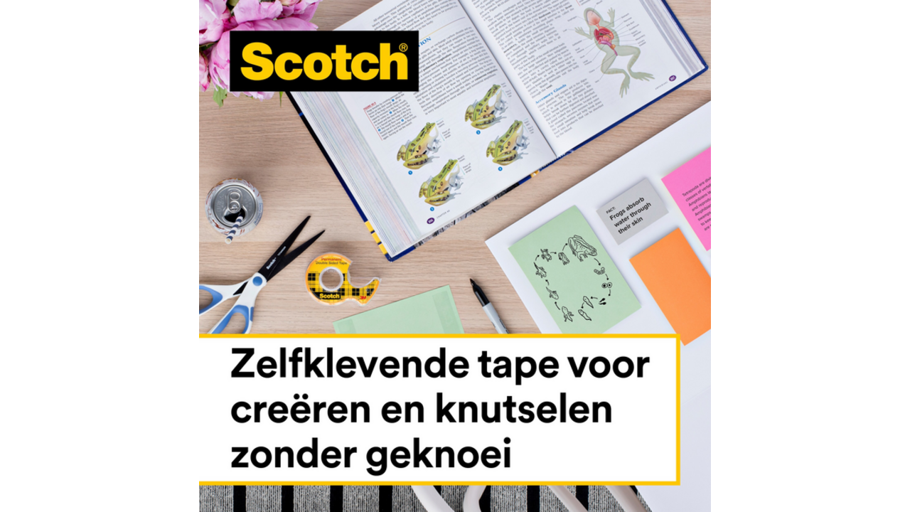 Plakband Scotch 665 12mmx22.8m dubbelzijdig