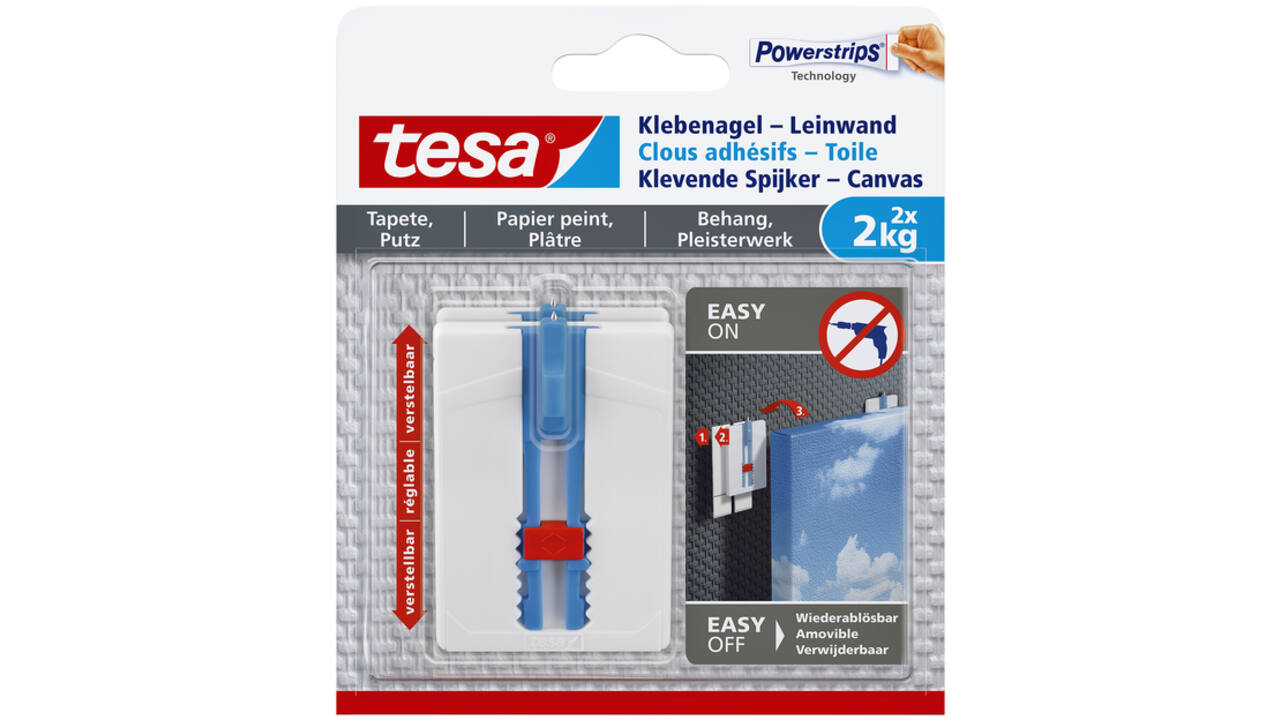Klevende spijker tesa® canvas- behang en pleisterwerk 2kg wit