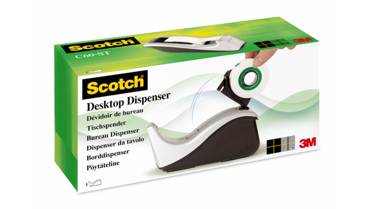 Plakbandhouder Scotch C60 zilver + 1rol magic tape 19mmx33m