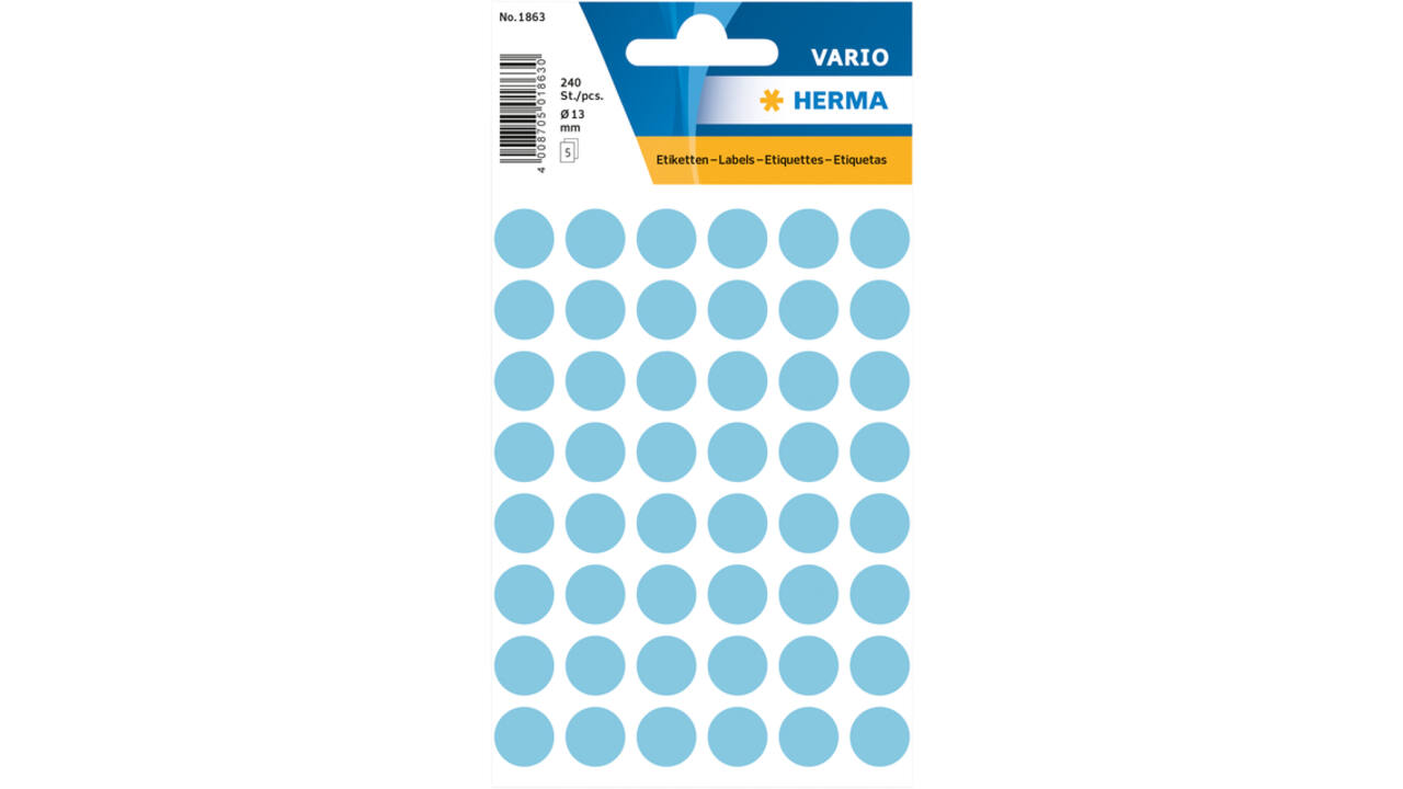 Etiket HERMA 1863 rond 12mm blauw 240stuks