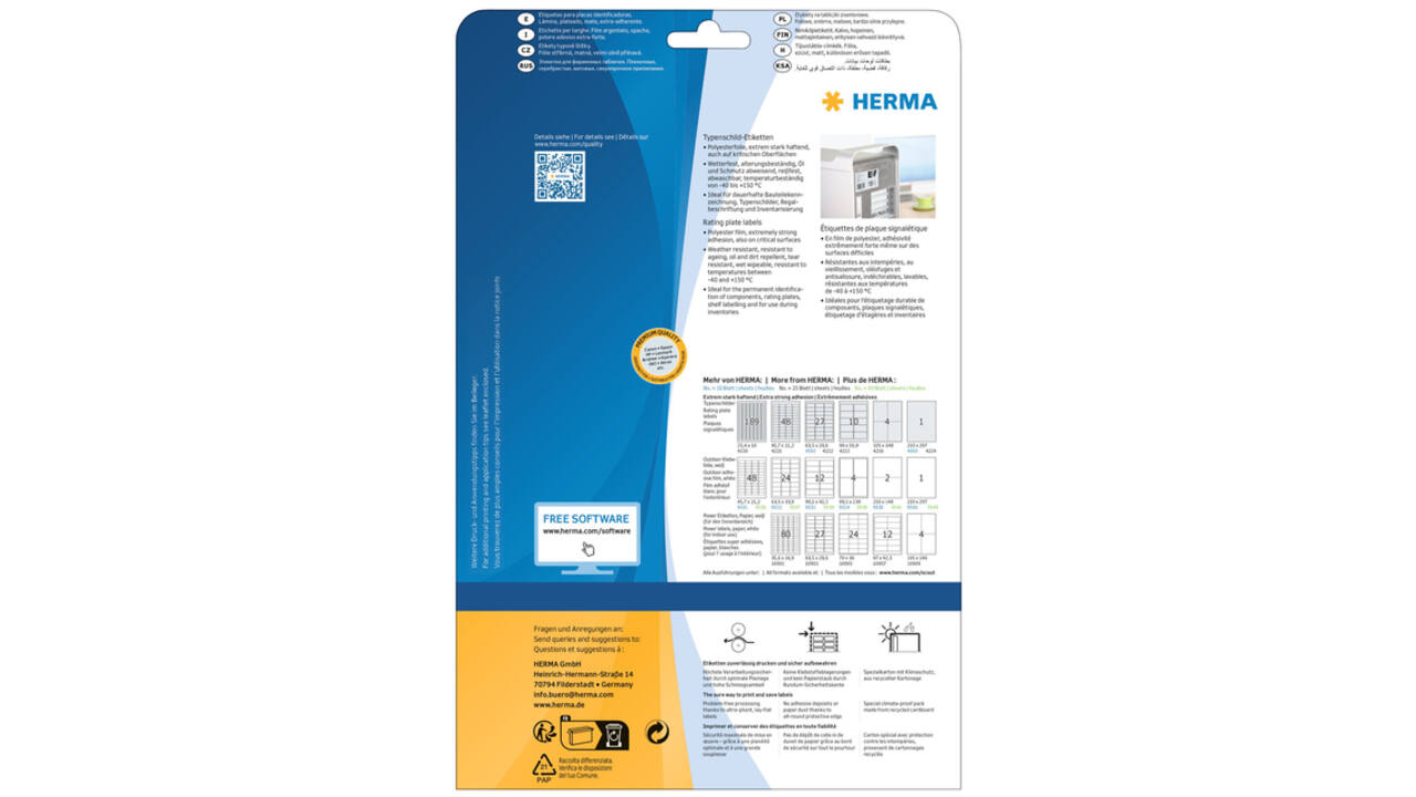 Etiket HERMA 4224 210x297mm weerbestendig zilver 25stuks