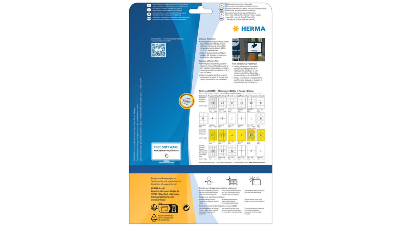 Etiket HERMA 9535 210x148mm weerbestendig wit 20stuks