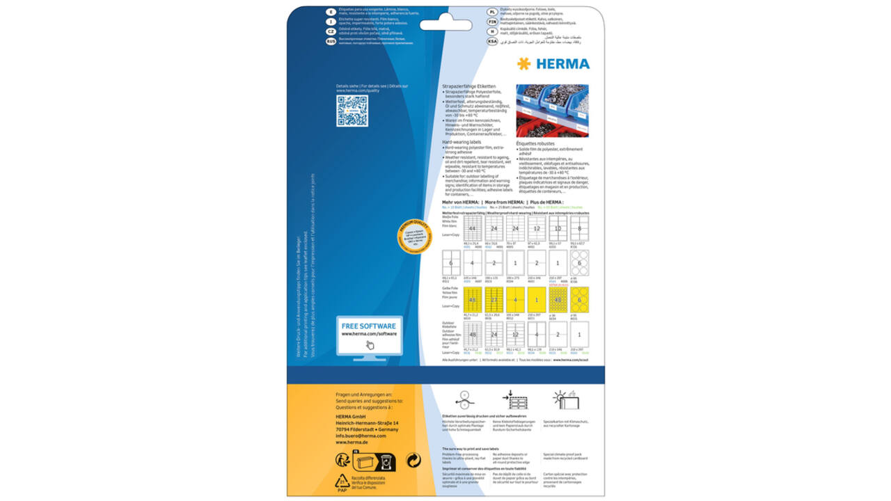 Etiket HERMA 8029 99.1x42.3mm weerbestendig geel 300stuks