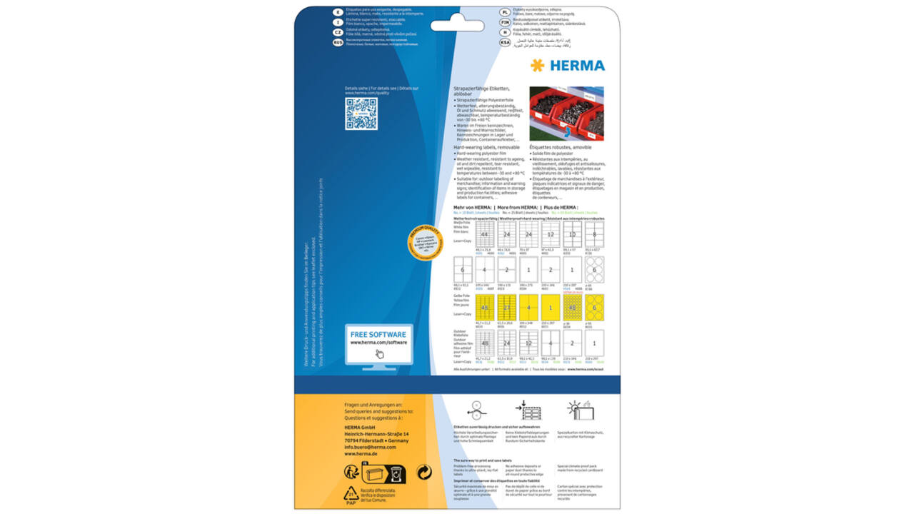 Etiket HERMA 4574 97X42.3mm folie wit 240stuks