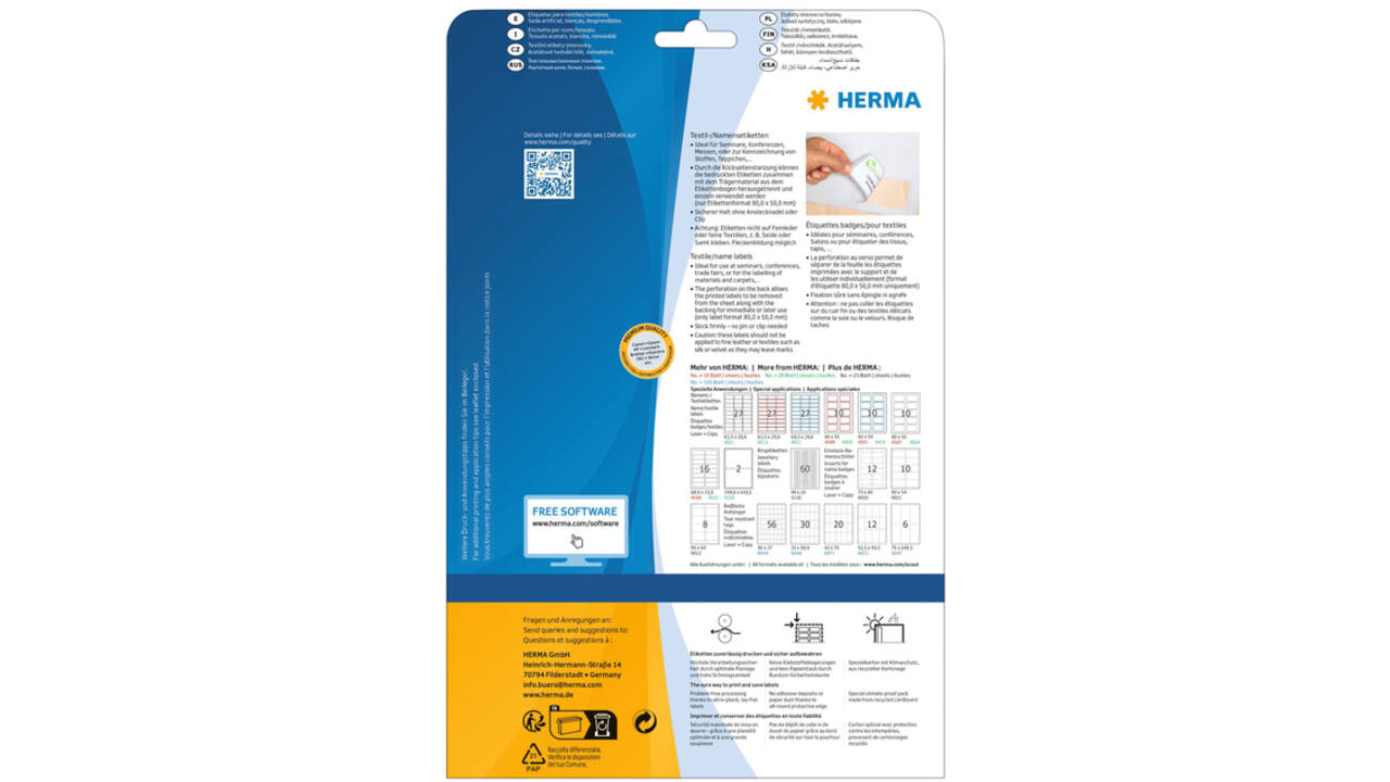 Naambadge etiket HERMA 4410 80X50mm wit blauw