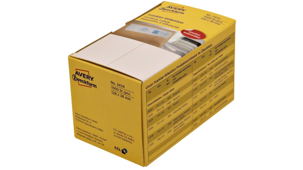 Frankeeretiket Avery Zweckform 3435 135x38mm 1000stuks