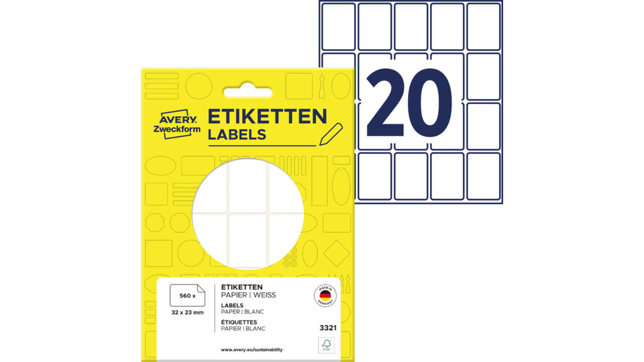 Etiket Avery Zweckform 3321 32x23mm wit 560stuks