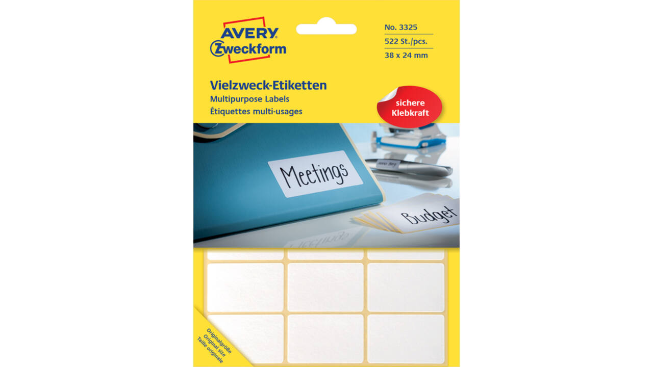 Etiket Avery Zweckform 3325 38x24mm wit 522stuks
