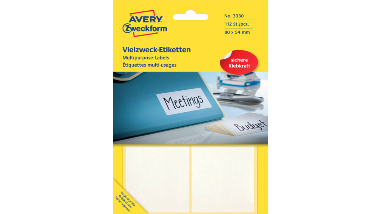Etiket Avery Zweckform 3330 80x54mm wit 112stuks