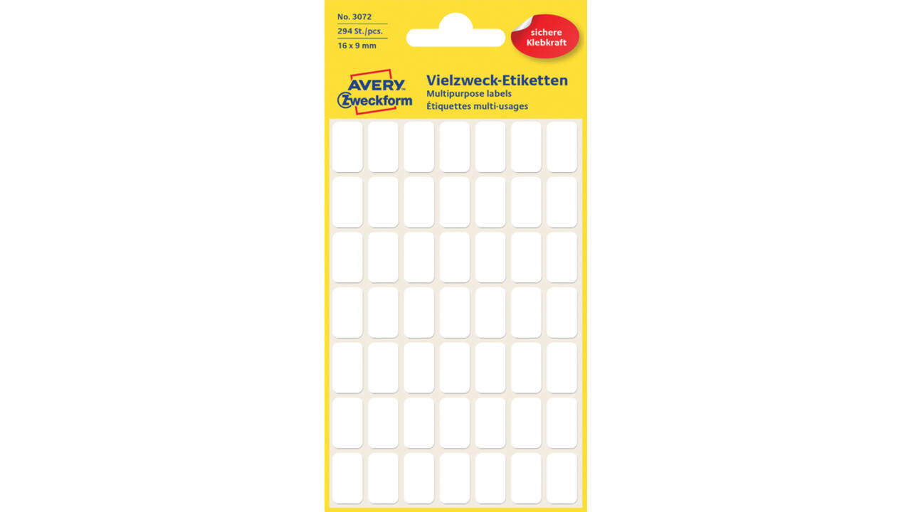 Etiket Avery Zweckform 3072 16x9mm wit 294stuks