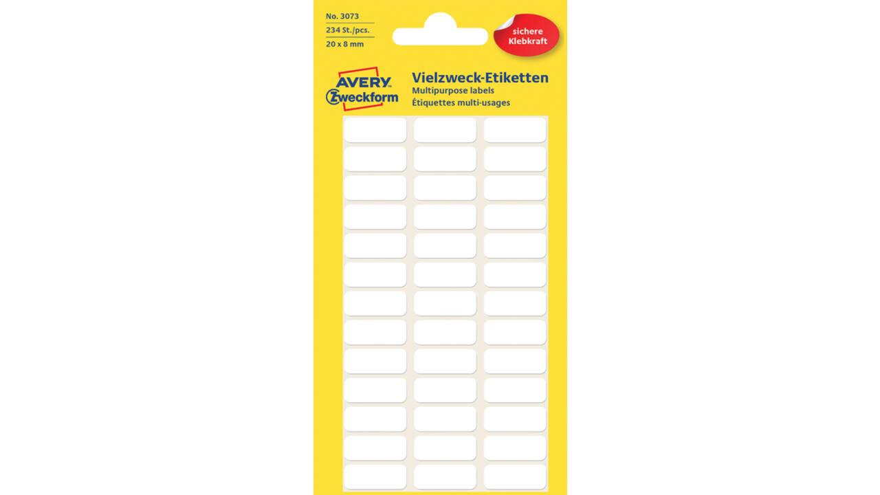 Etiket Avery Zweckform 3073 20x8mm wit 234stuks