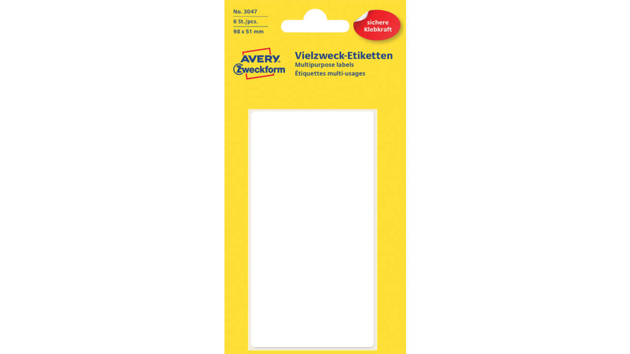 Etiket Avery Zweckform 3047 98x51mm wit 6stuks