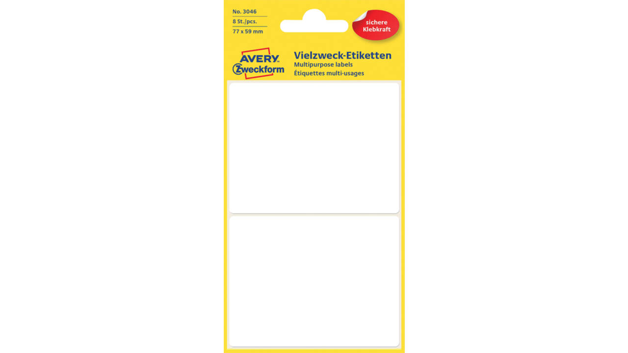 Etiket Avery Zweckform 3046 77x59mm wit 8stuks