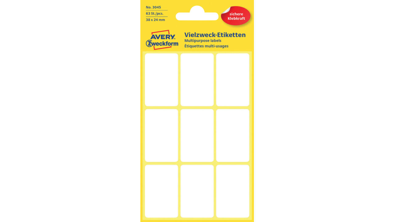 Etiket Avery Zweckform 3045 38x24mm wit 63stuks