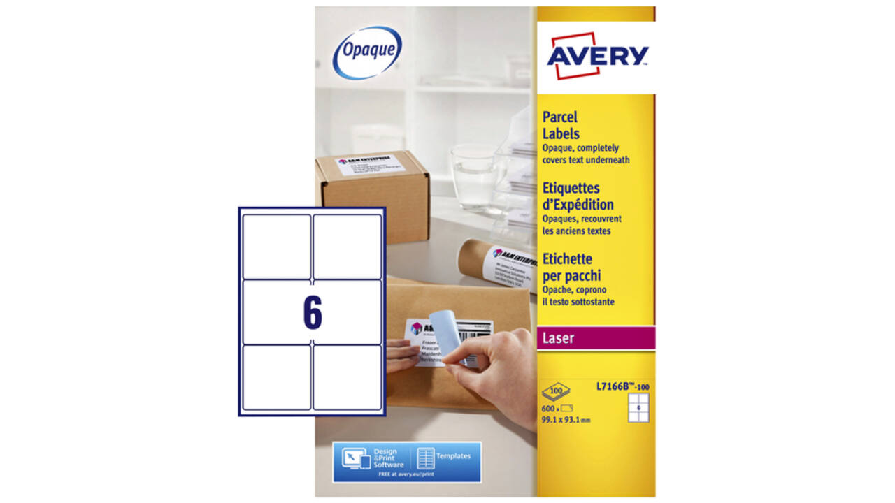 Etiket Avery L7166B-100 99.1x93.1mm blockout 600stuks