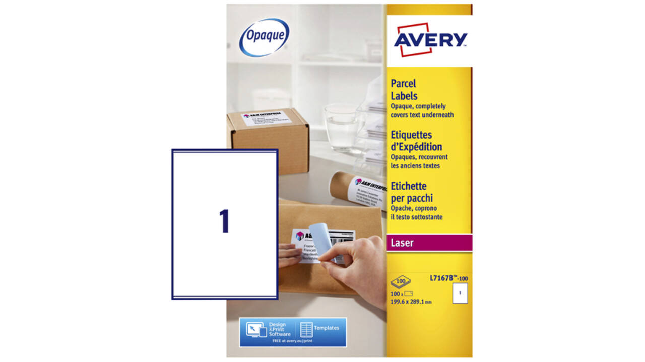 Etiket Avery L7167B-100 199.6x289.1mm blockout 100stuks