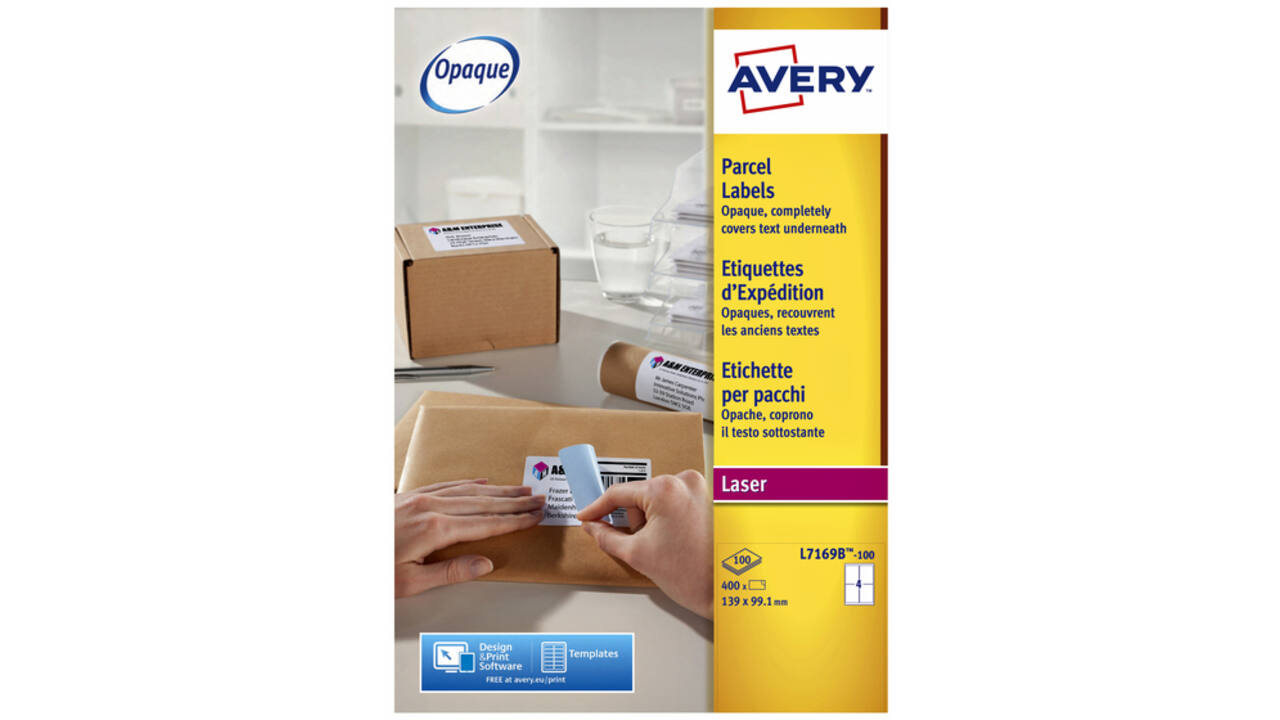 Etiket Avery L7169B-100 99.1x139mm blockout 400stuks
