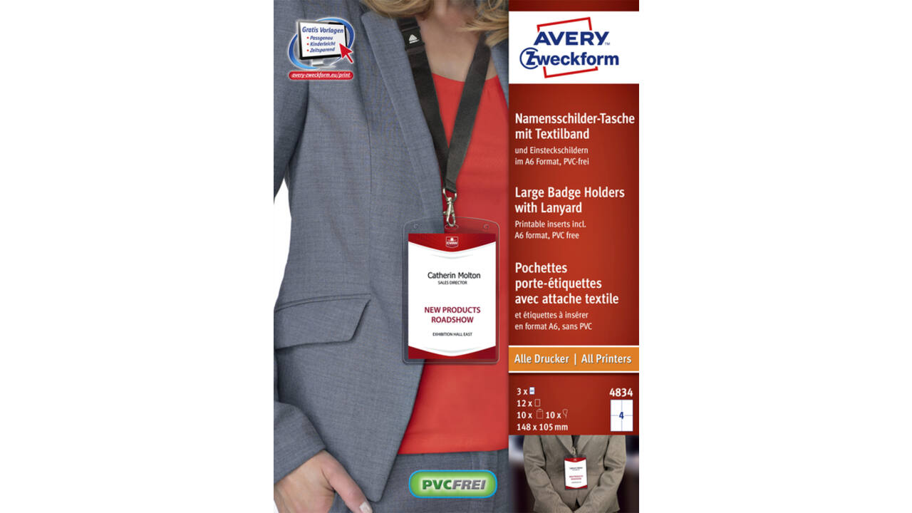 Badge Avery 4834 A6 hoes + insteekkaarten 10 stuks