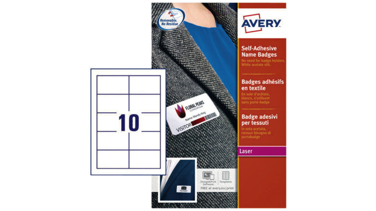 Naambadge etiket Avery L4787-20 80x50mm blauw kader 200stuks