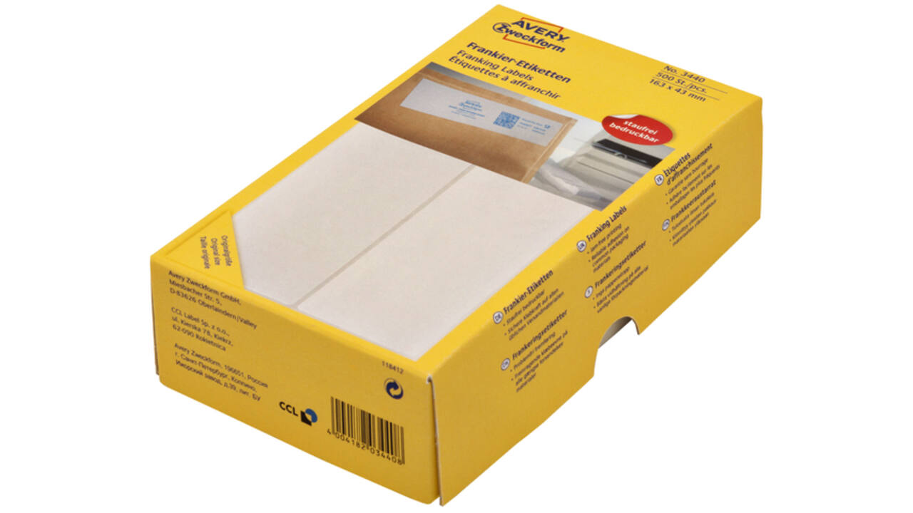 Frankeeretiket Avery Zweckform 3440 163x43mm 500stuks