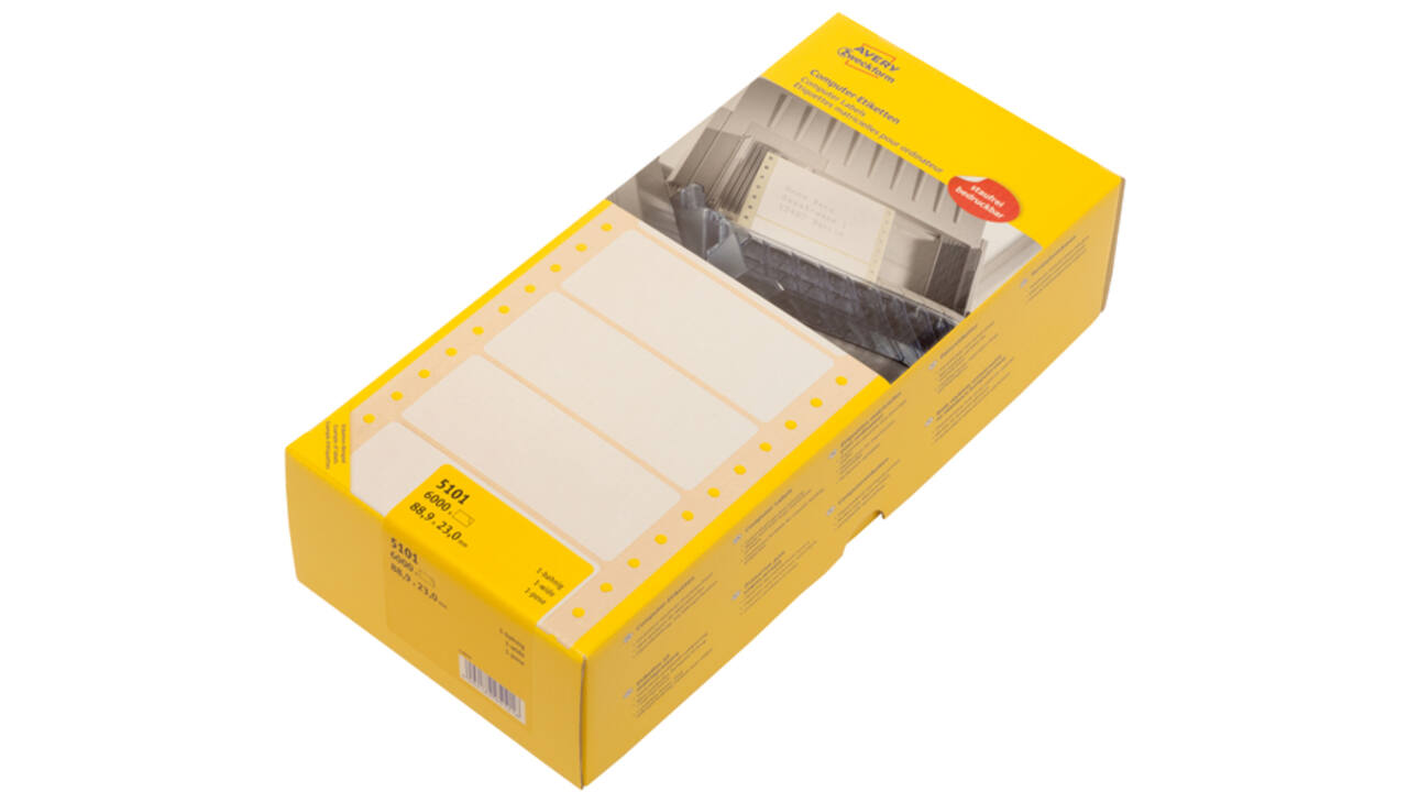 Etiket Avery Zweckform 5101 88.9x23mm 1-baans wit 6000stuks
