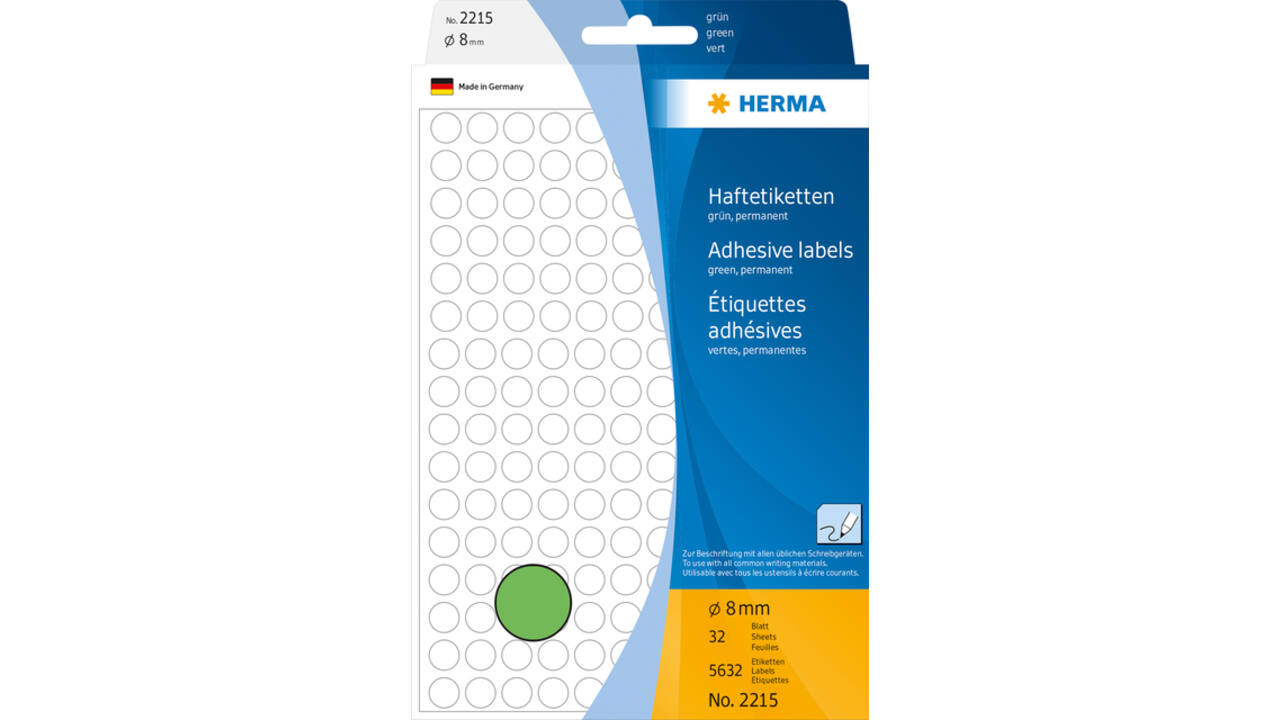 Etiket HERMA 2215 rond 8mm groen 5632stuks