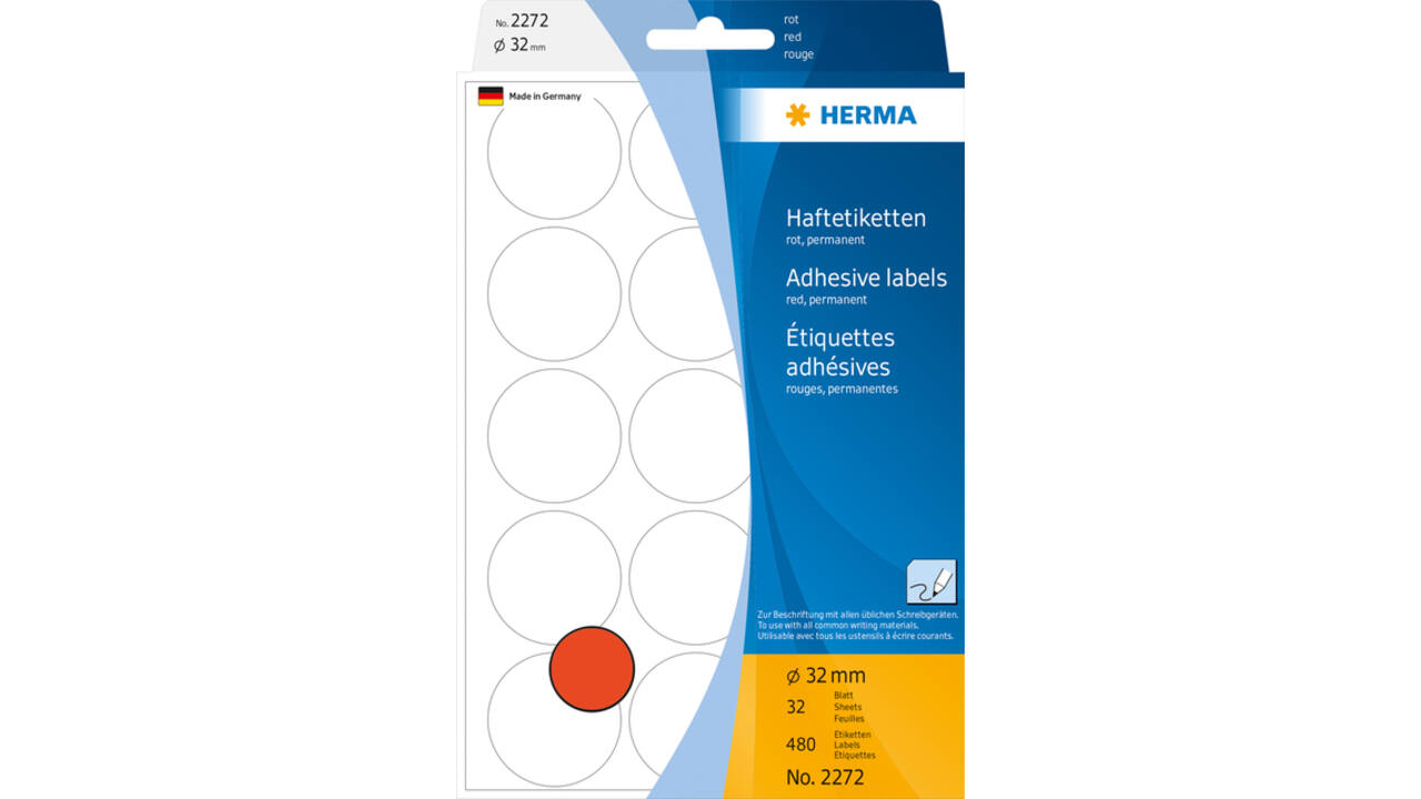 Etiket HERMA 2272 rond 32mm rood 480stuks