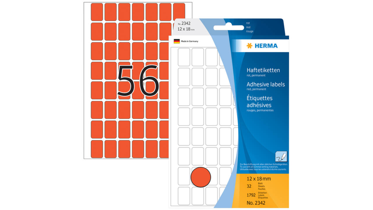 Etiket HERMA 2342 12x18mm rood 1792stuks