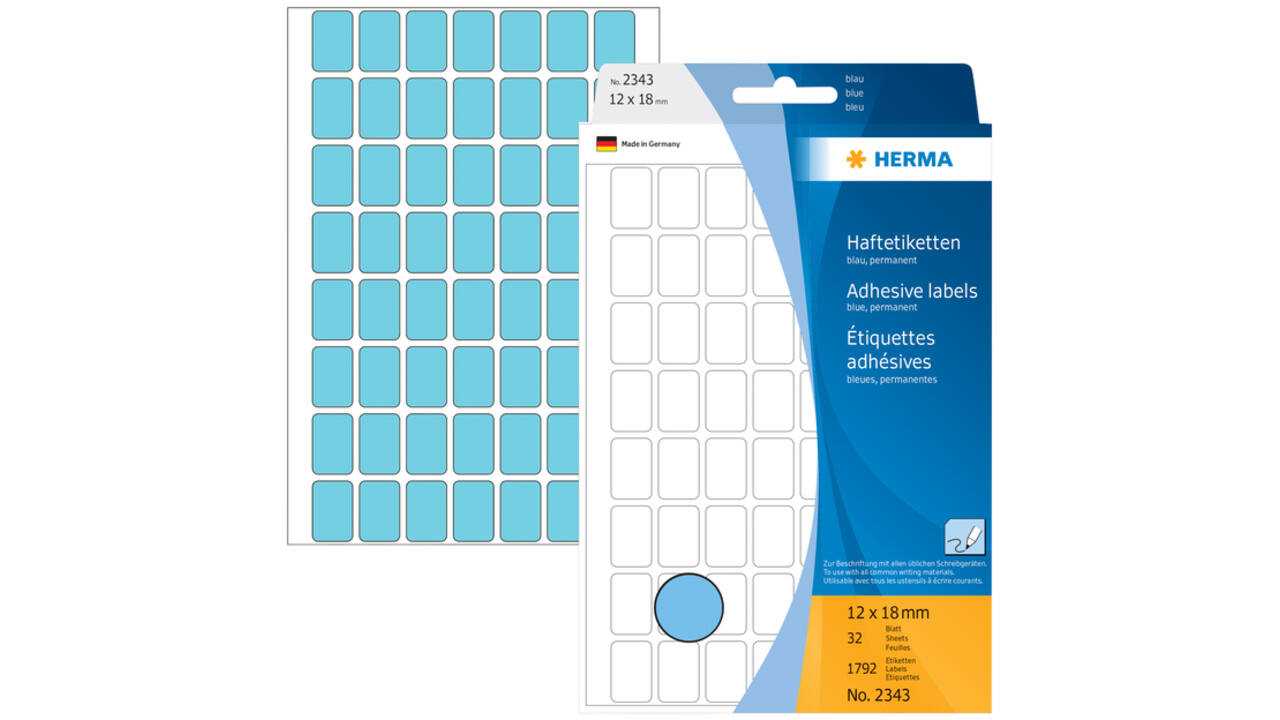 Etiket HERMA 2343 12x18mm blauw 1792stuks