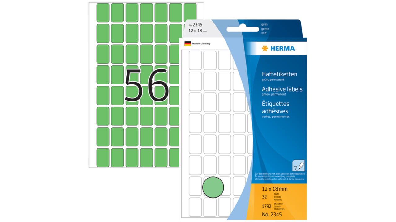 Etiket HERMA 2345 12x18mm groen 1792stuks