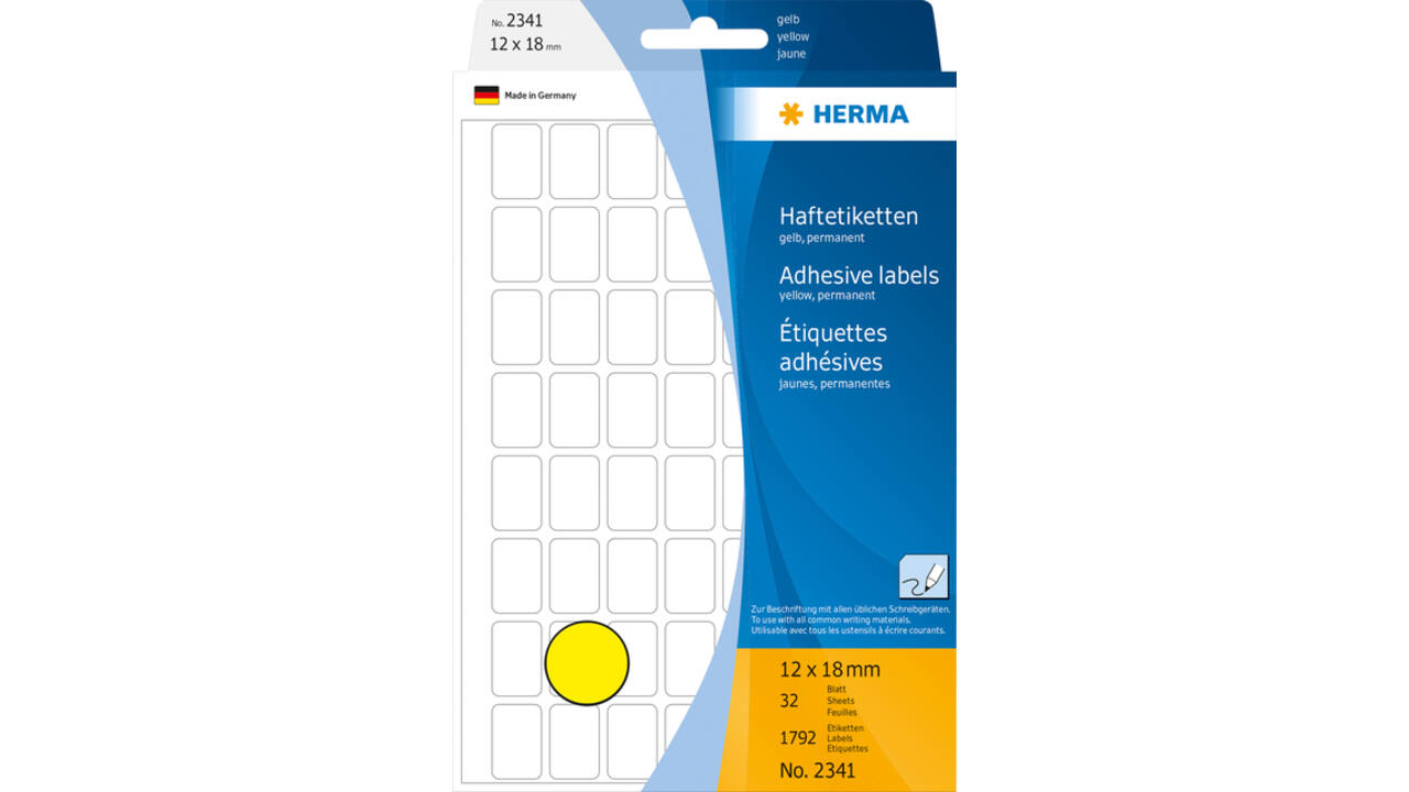 Etiket HERMA 2341 12x18mm geel 1792stuks