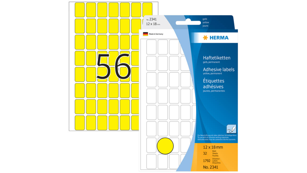 Etiket HERMA 2341 12x18mm geel 1792stuks