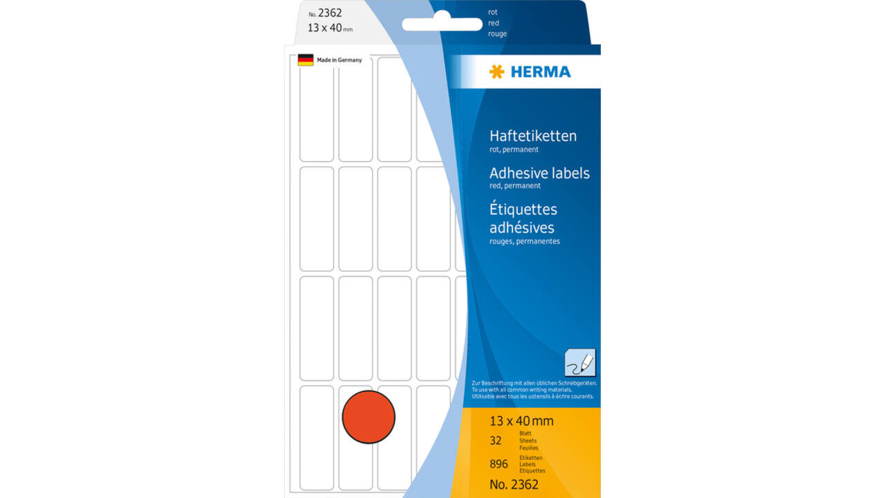 Etiket HERMA 2362 13x40mm rood 896 stuks