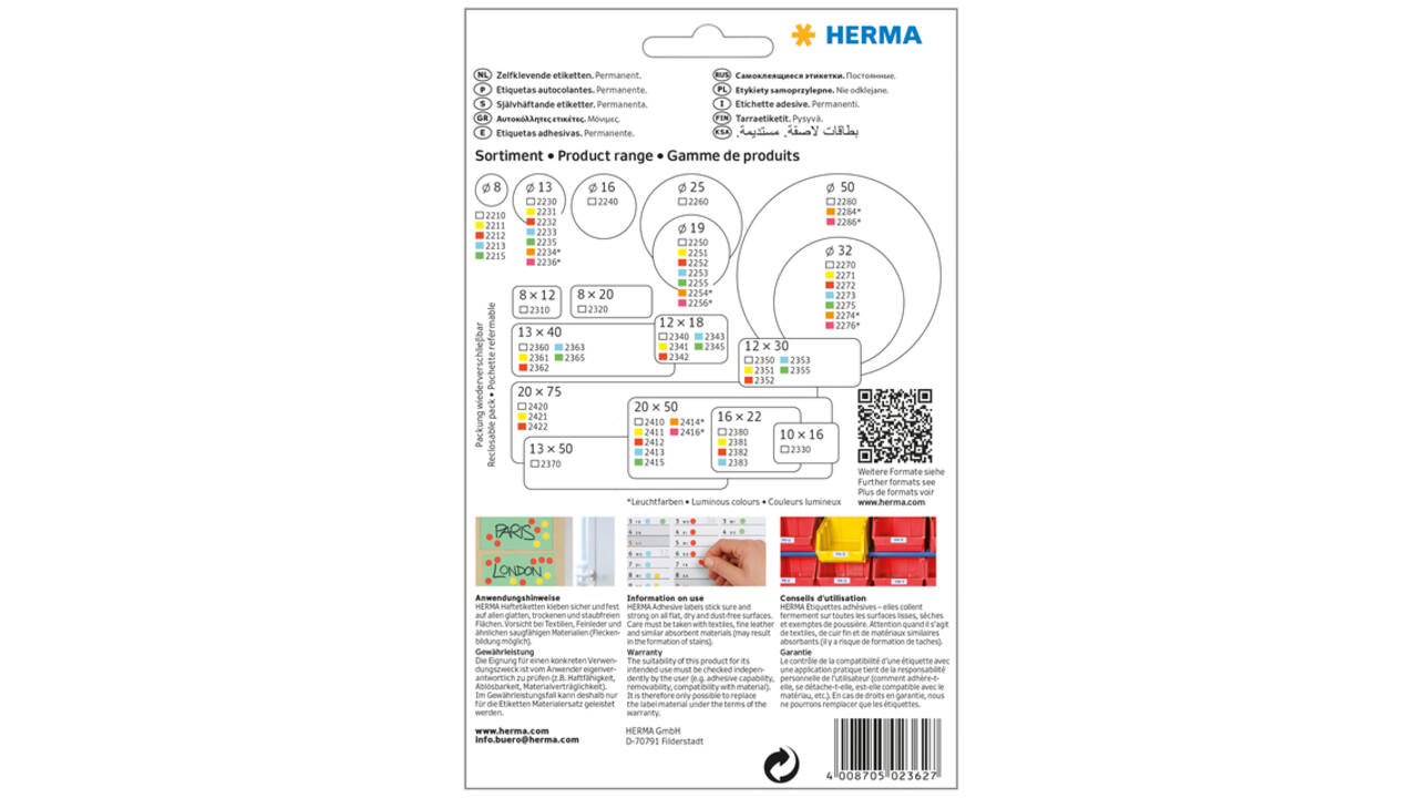 Etiket HERMA 2362 13x40mm rood 896 stuks