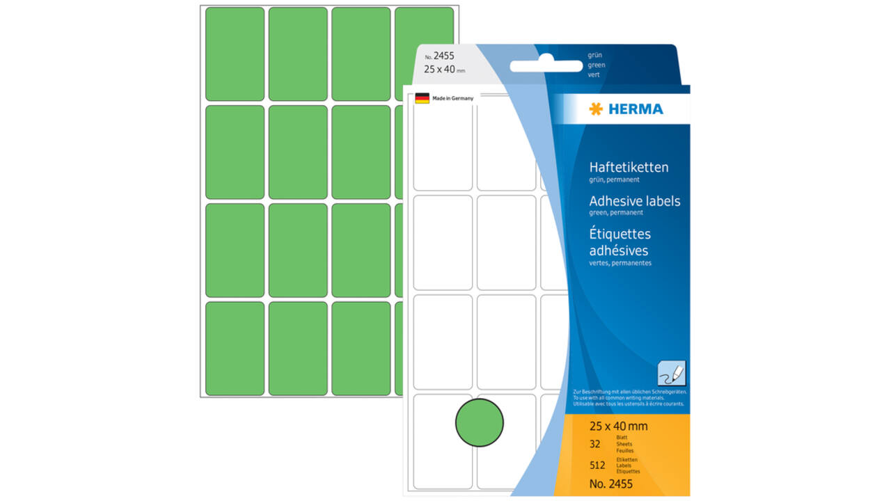 Etiket HERMA 2455 25x40mm groen 512stuks