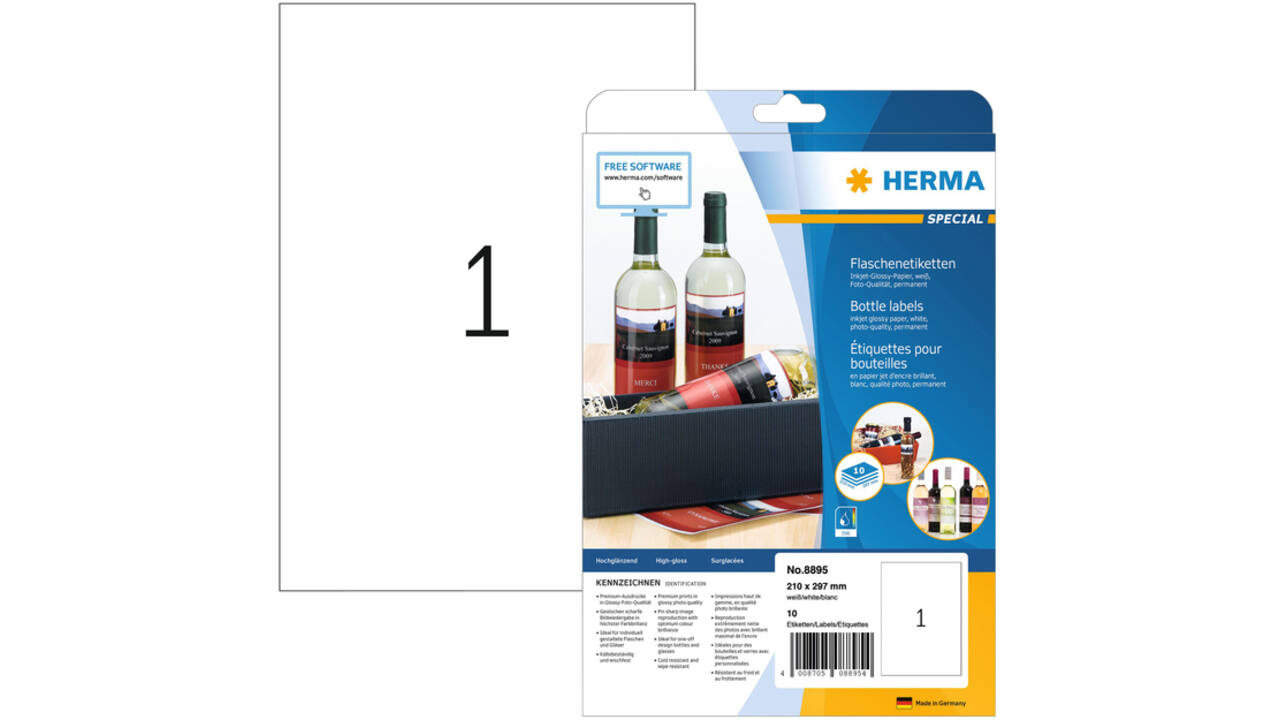 Etiket HERMA 8895 210x297mm A4 glossy wit 10stuks
