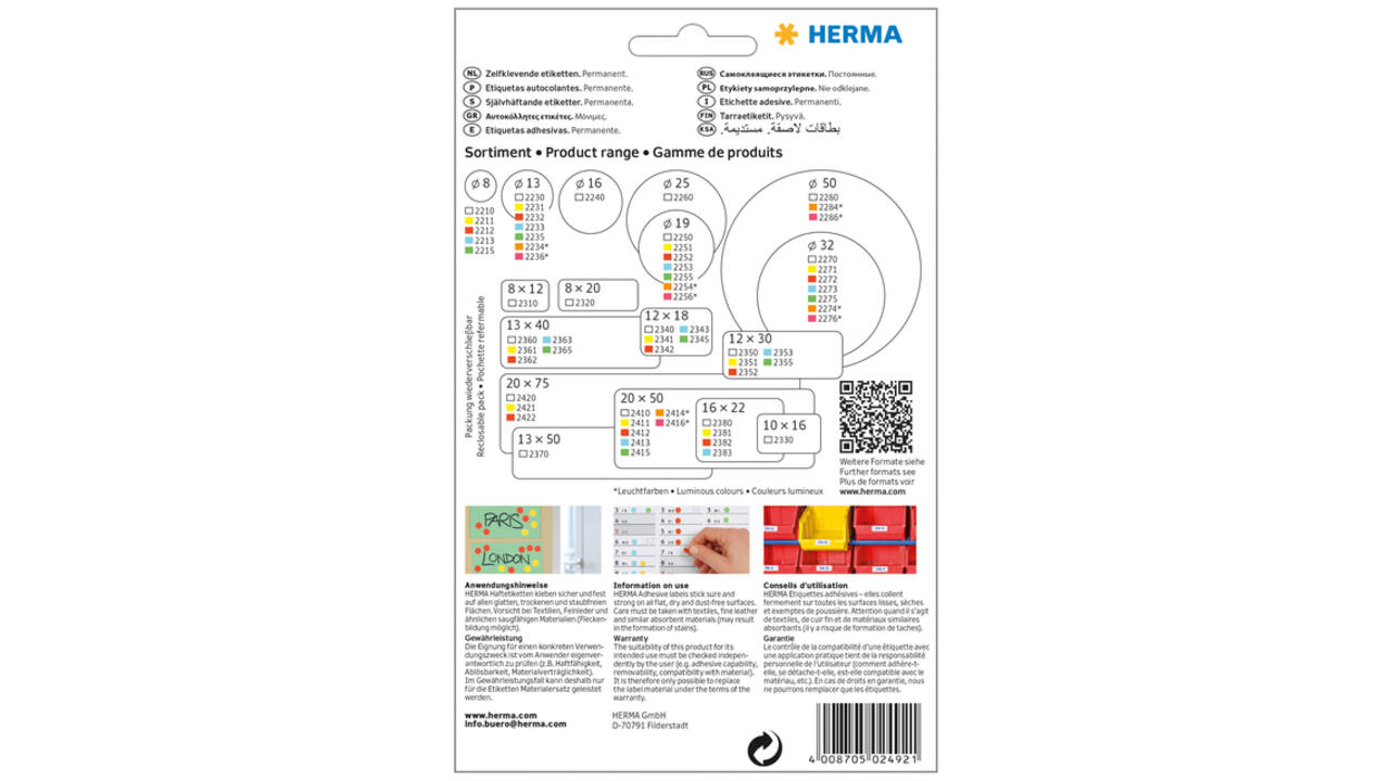 Etiket HERMA 2492 52x82mm rood 128 stuks