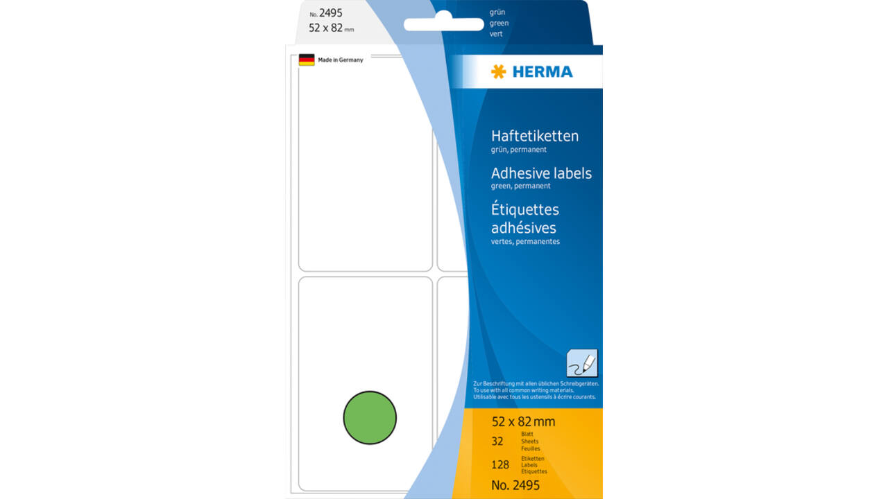 Etiket HERMA 2495 52x82mm groen 128stuks