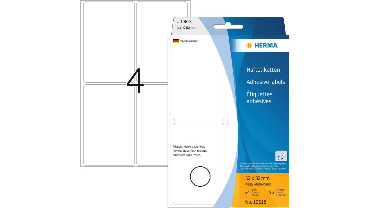 Etiket HERMA 10618 52x82mm verwijderbaar 128stuks