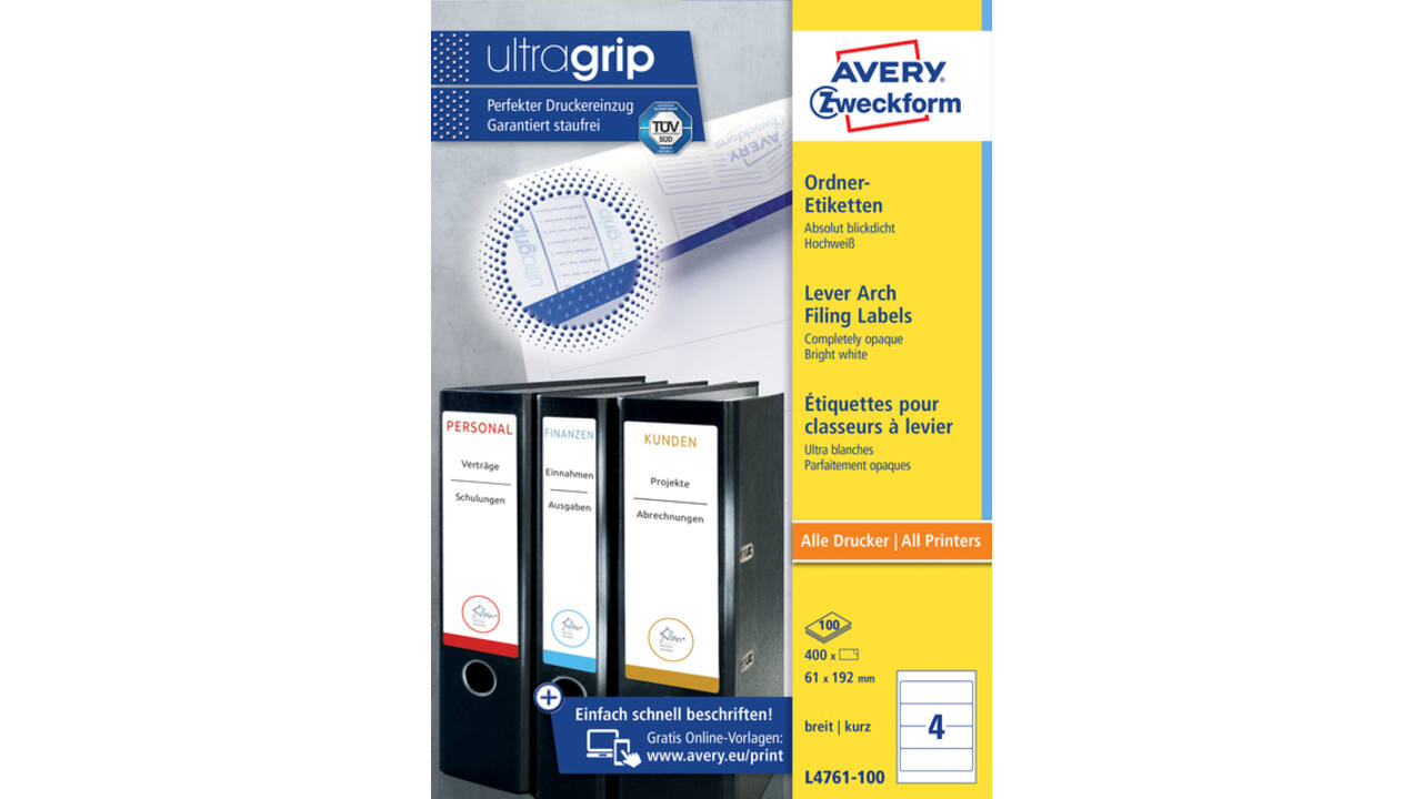 Rugetiket Avery Zweckform breed 61x192mm zelfklevend wit