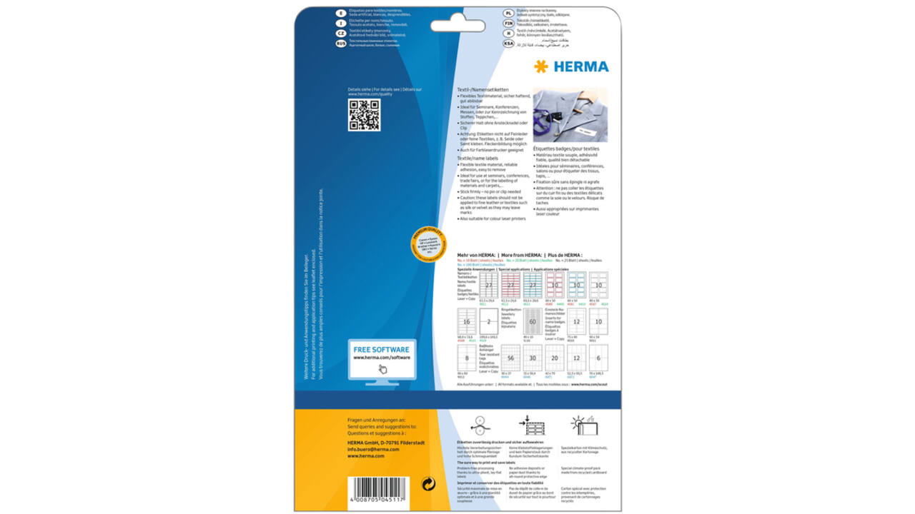 Naambadge etiket HERMA 4511 63.5x29.6mm wit